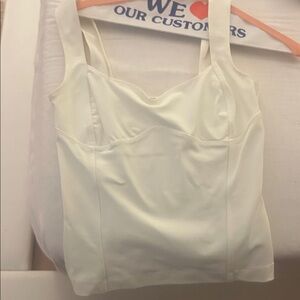 Sleeveless Cream Square-Neck Women's Tank Top